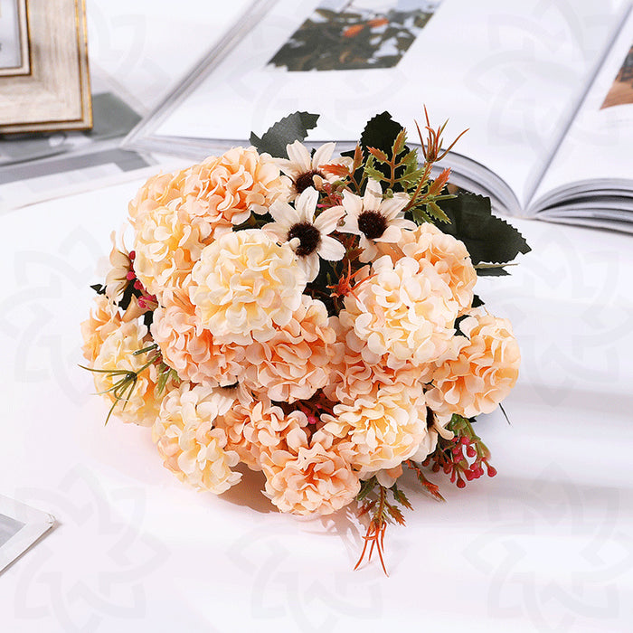 Bulk 11" Artificial Flowers Silk Hydrangea Bush Autumn Floral Decoration Wholesale