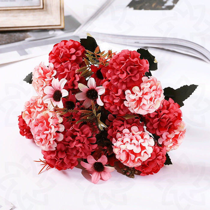 Bulk 11" Artificial Flowers Silk Hydrangea Bush Autumn Floral Decoration Wholesale