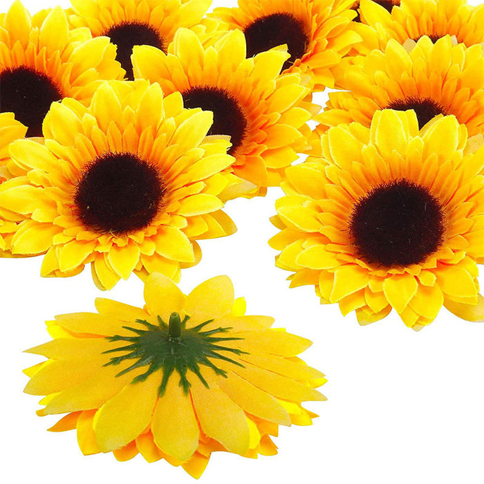 Bulk 3.5" Sunflower Head Artificial Silk Flowers Wholesale