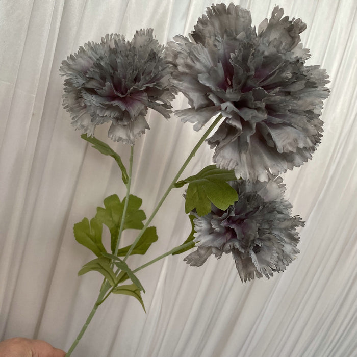 Venta al por mayor de flores de seda artificiales de tallos de clavel retro de 27 "a granel