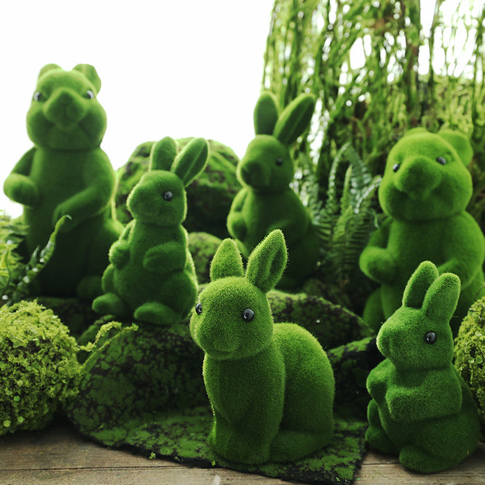 Musgo artificial verde conejo conejito forma paisaje decorativo 