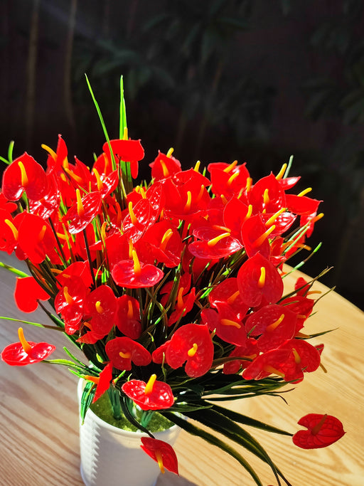 anthurium bush Bulk 8 Bundles Anthurium Bush Shrubs Flowers UV Resistant for Outdoor — Artificialmerch