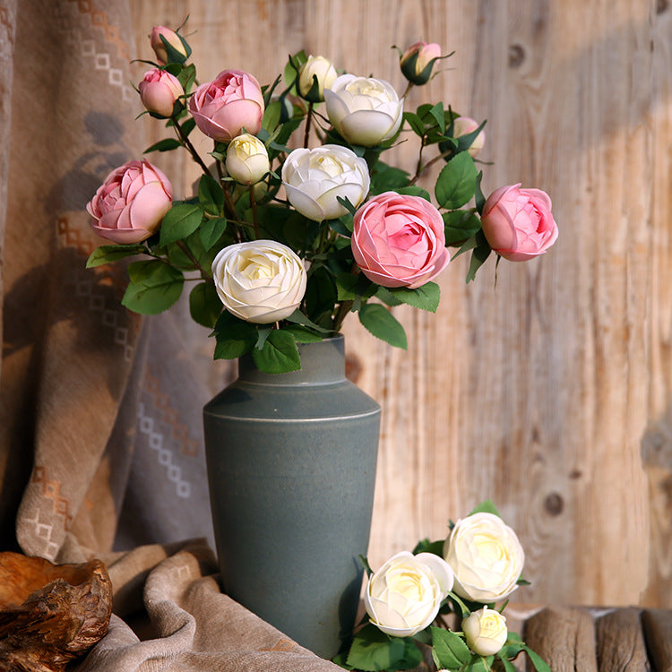Tallo de flores de seda de peonía de 27 "a granel con capullos al por mayor