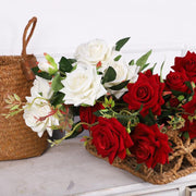 1 Branch Artificial Flowers Red Rose - Artificialmerch