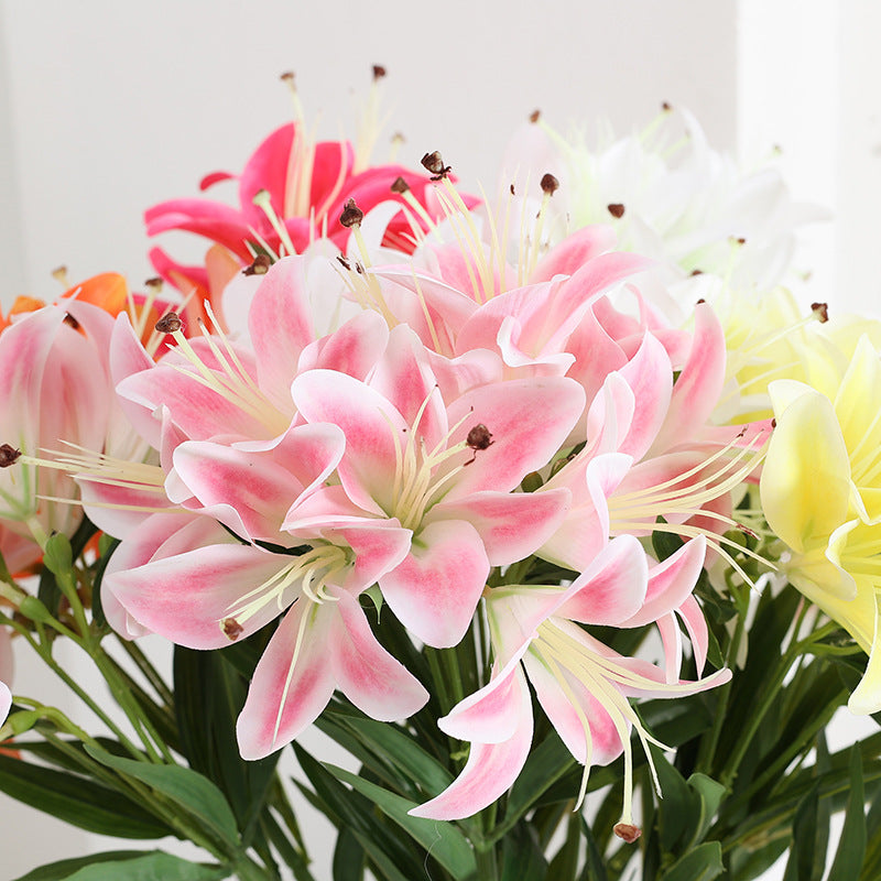 Buisson de lys tigrés de 28 po en vrac, fleurs artificielles au toucher réaliste, vente en gros 