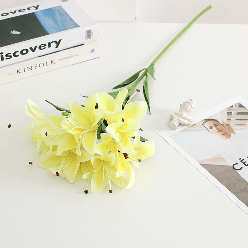 Buisson de lys tigrés de 28 po en vrac, fleurs artificielles au toucher réaliste, vente en gros 