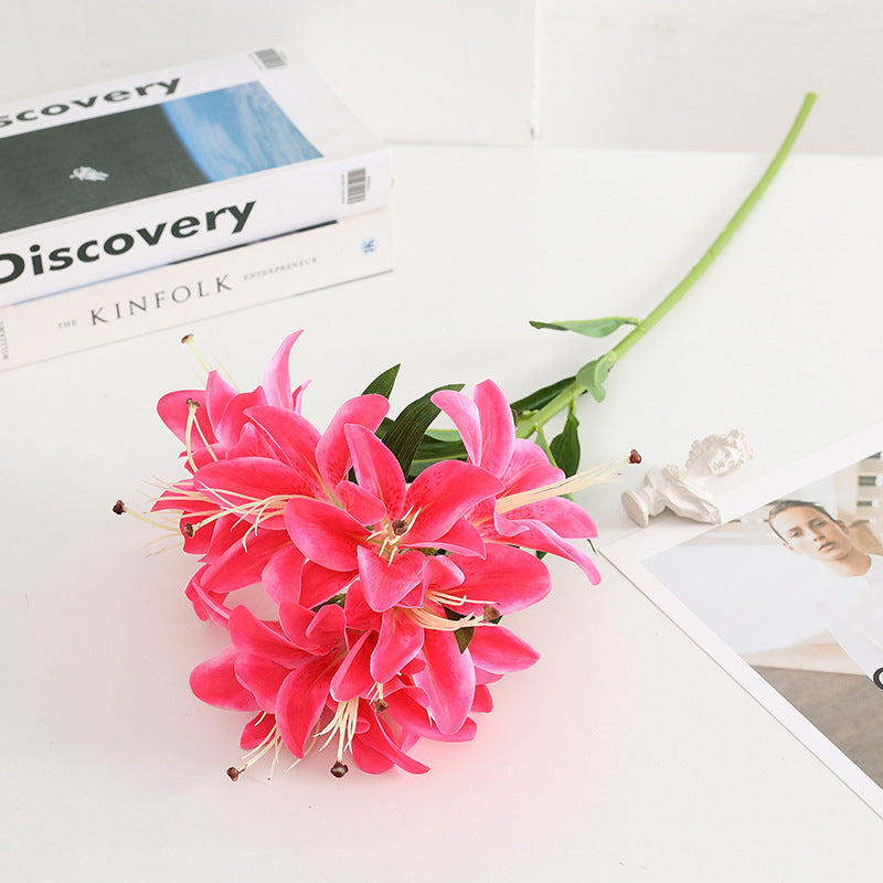 Buisson de lys tigrés de 28 po en vrac, fleurs artificielles au toucher réaliste, vente en gros 