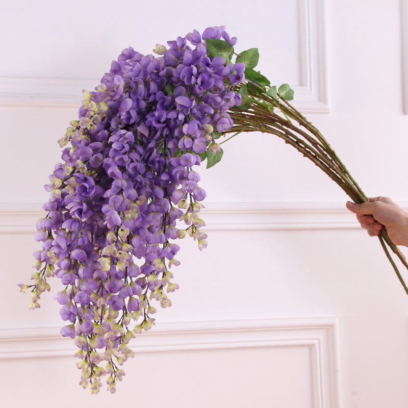 Tiges de glycine extra longues exclusives en vrac Fleurs artificielles suspendues violettes pour grands vases en gros 