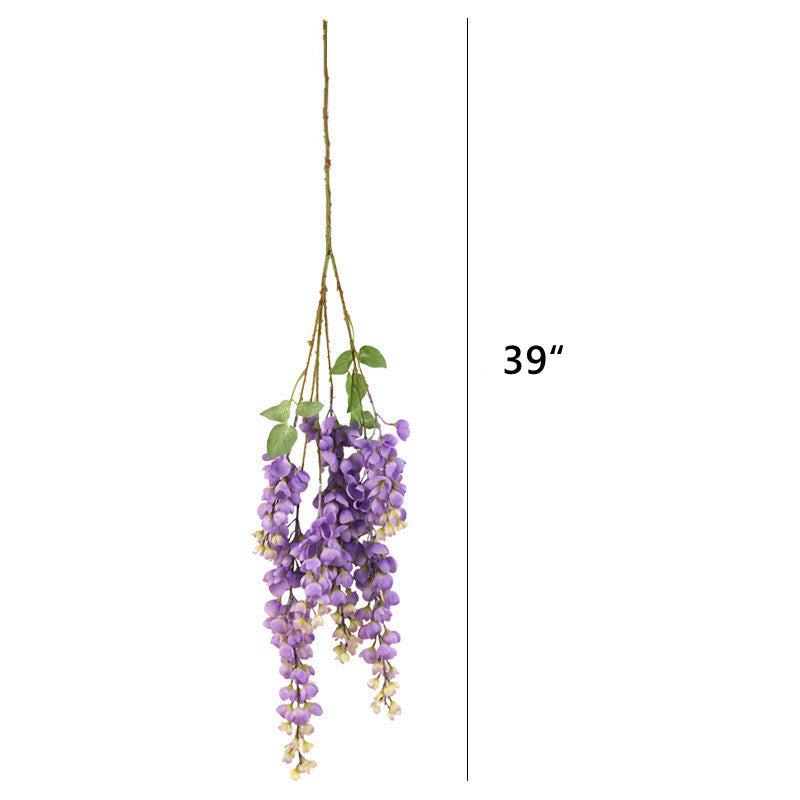 Tiges de glycine extra longues exclusives en vrac Fleurs artificielles suspendues violettes pour grands vases en gros 