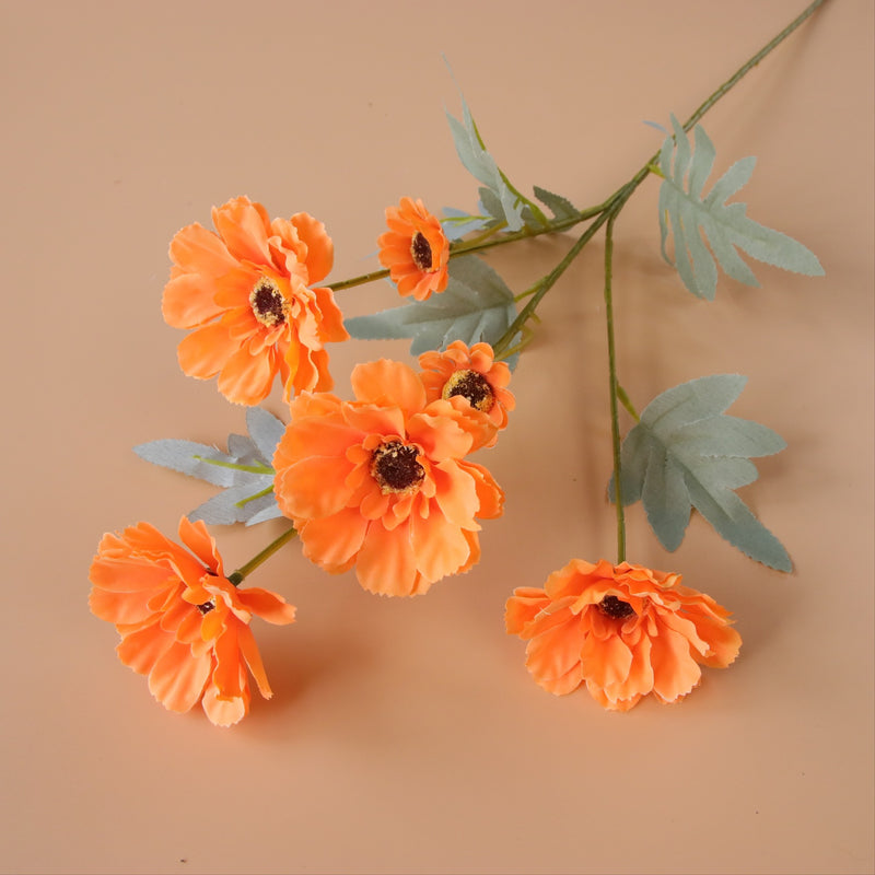 Venta al por mayor de tallo largo de flores artificiales Zinnia de 23 pulgadas a granel