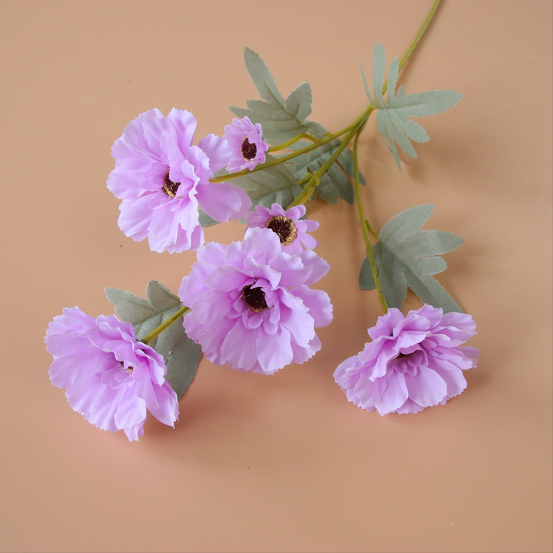 Venta al por mayor de tallo largo de flores artificiales Zinnia de 23 pulgadas a granel