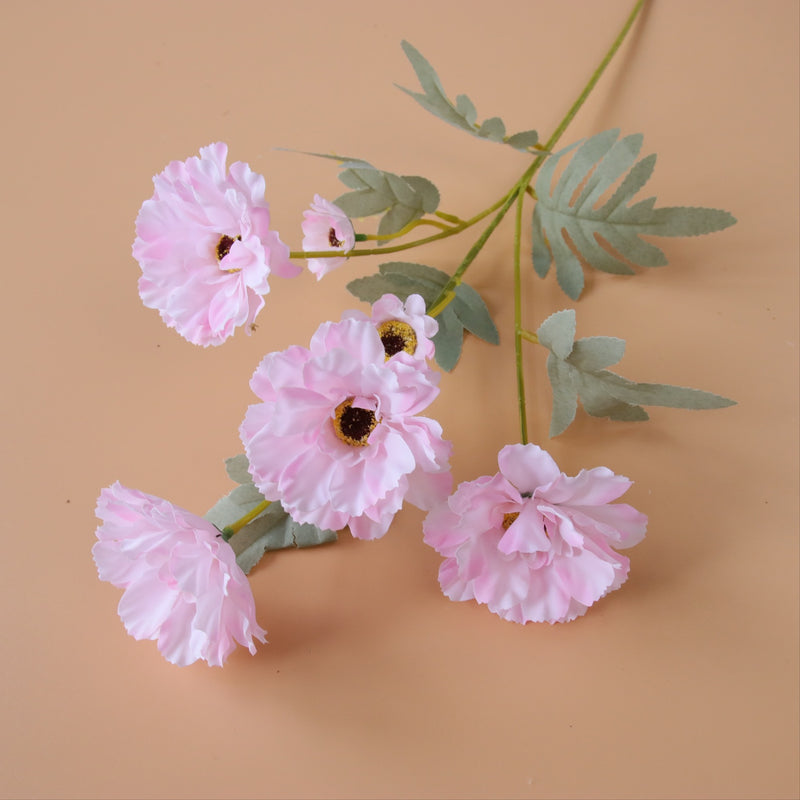 Venta al por mayor de tallo largo de flores artificiales Zinnia de 23 pulgadas a granel