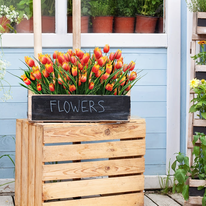 Bulk 4 Bundles of UV-Resistant Artificial Tulips Bush for Indoors & Outdoors Decor Wholesale