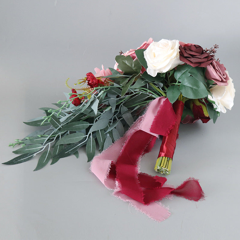 Bouquet de mariée en cascade de roses de 9 pouces en vrac Bouquets de mariage en gros