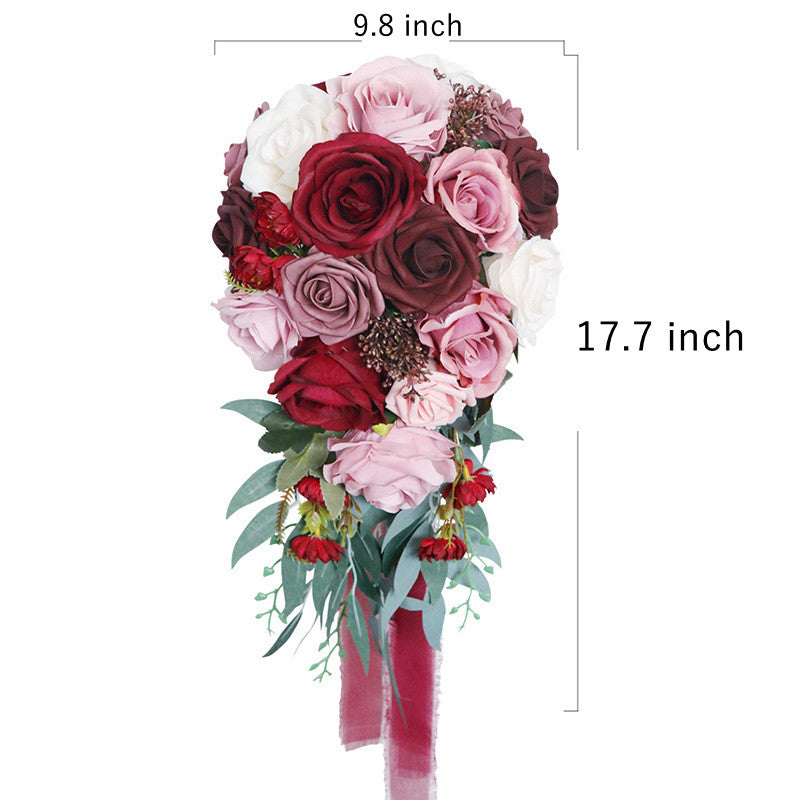 Bouquet de mariée en cascade de roses de 9 pouces en vrac Bouquets de mariage en gros