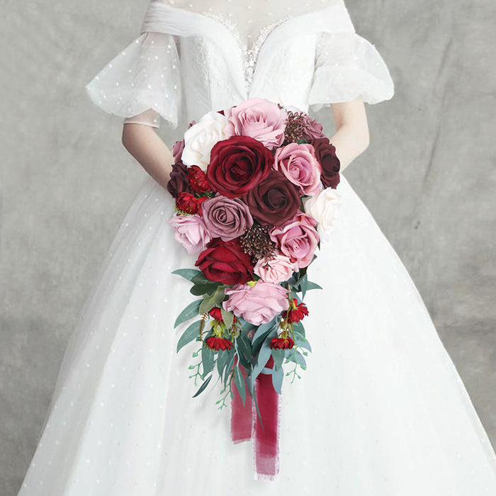 Ramo de novia de rosas en cascada a granel Ramos de boda al por mayor
