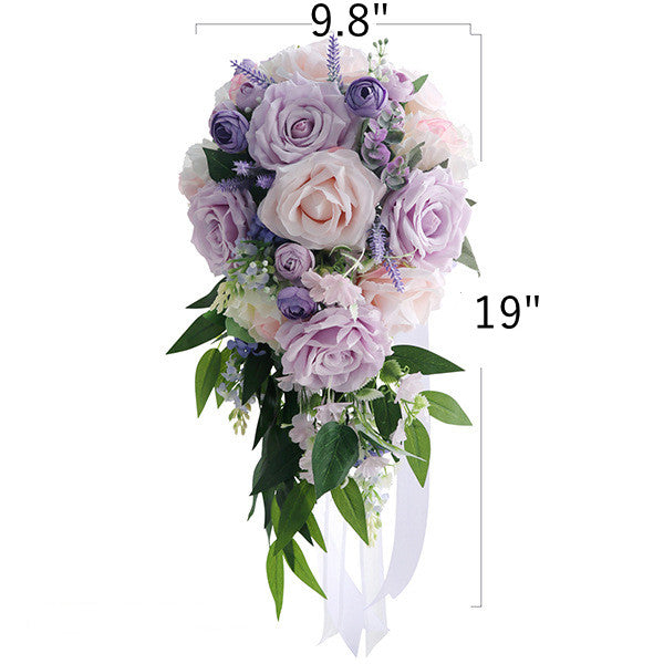 Bouquet de mariage en cascade de pivoines roses et violettes lilas de 9 po en gros