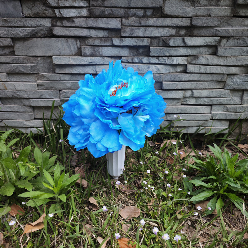 Flores de cementerio a granel Peonía en jarrón Flores artificiales para tumbas y arreglos conmemorativos al por mayor 