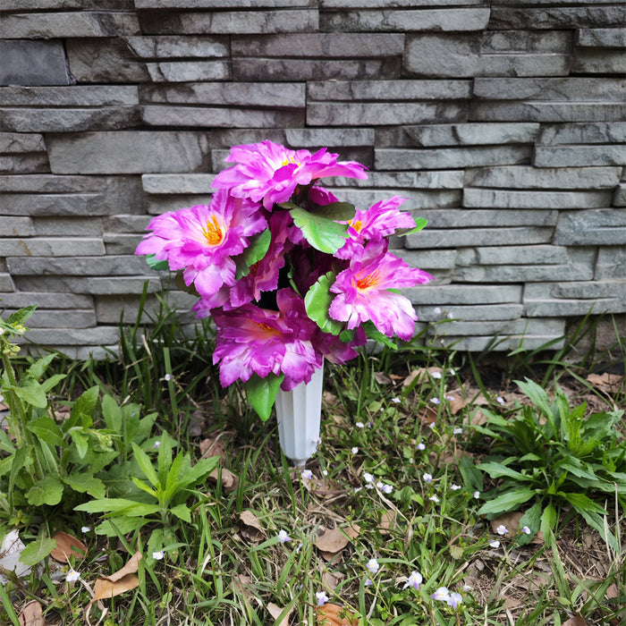 Flores de cementerio a granel Gladiolo en jarrón Flores artificiales para tumbas y arreglos conmemorativos al por mayor 