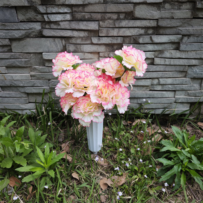 Flores de cementerio a granel Claveles en jarrón Flores artificiales para tumbas y arreglos conmemorativos al por mayor 
