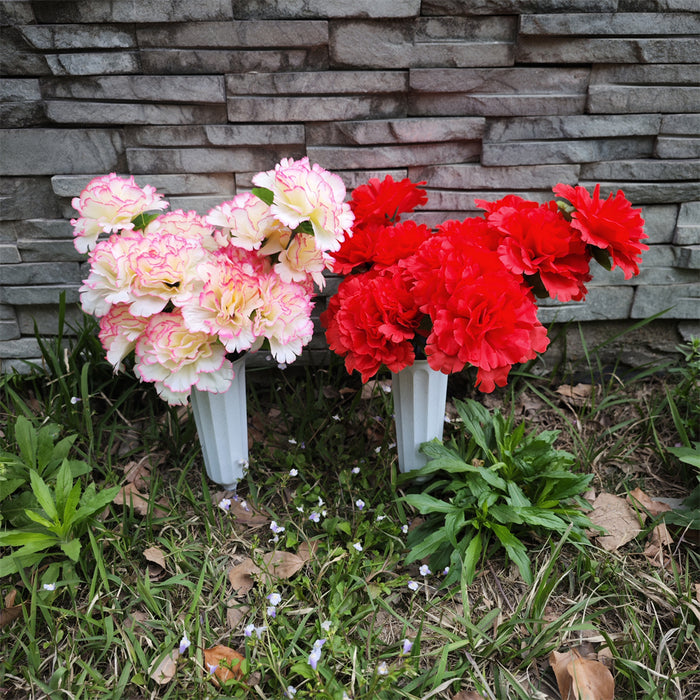 Flores de cementerio a granel Claveles en jarrón Flores artificiales para tumbas y arreglos conmemorativos al por mayor 
