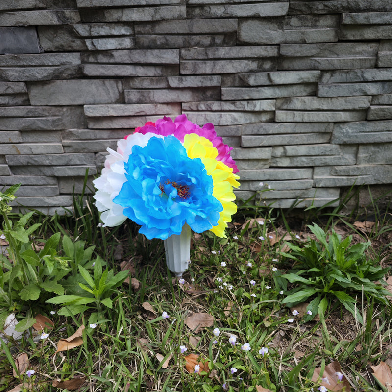 Flores de cementerio a granel Peonía en jarrón Flores artificiales para tumbas y arreglos conmemorativos al por mayor 