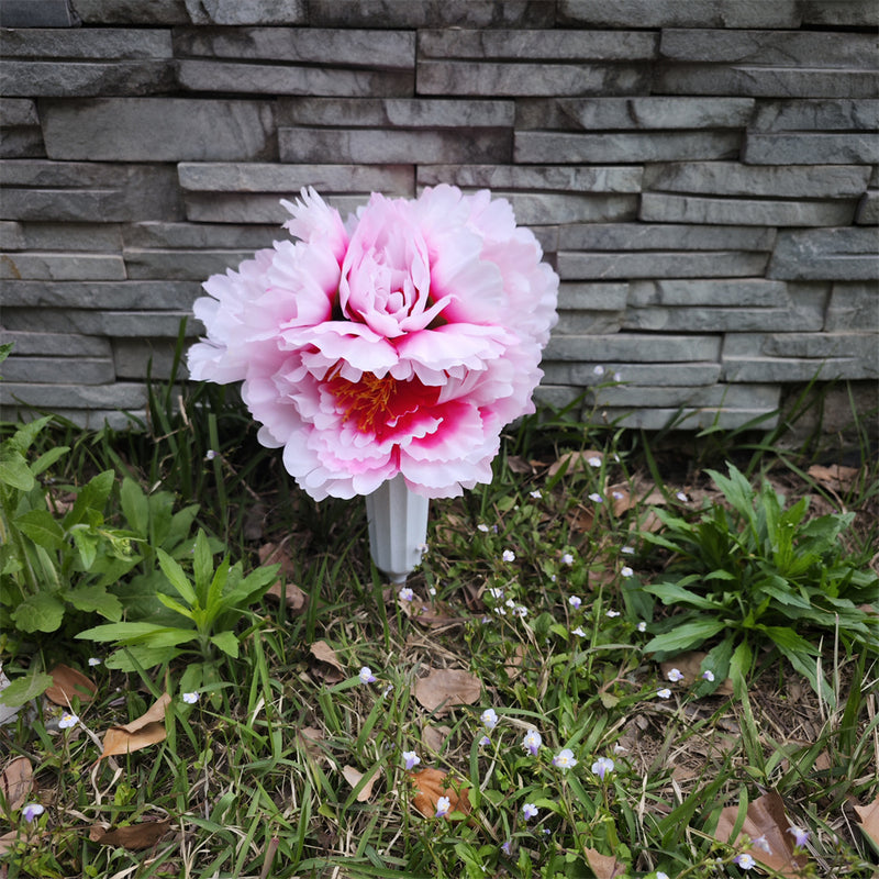 Flores de cementerio a granel Peonía en jarrón Flores artificiales para tumbas y arreglos conmemorativos al por mayor 