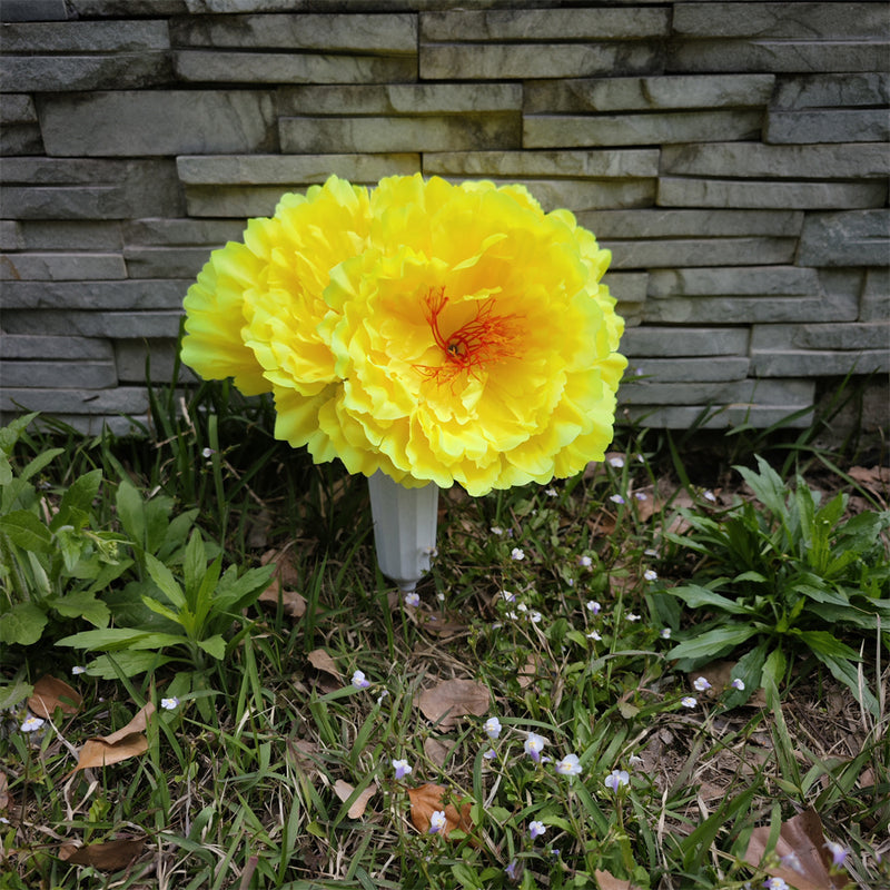 Flores de cementerio a granel Peonía en jarrón Flores artificiales para tumbas y arreglos conmemorativos al por mayor 