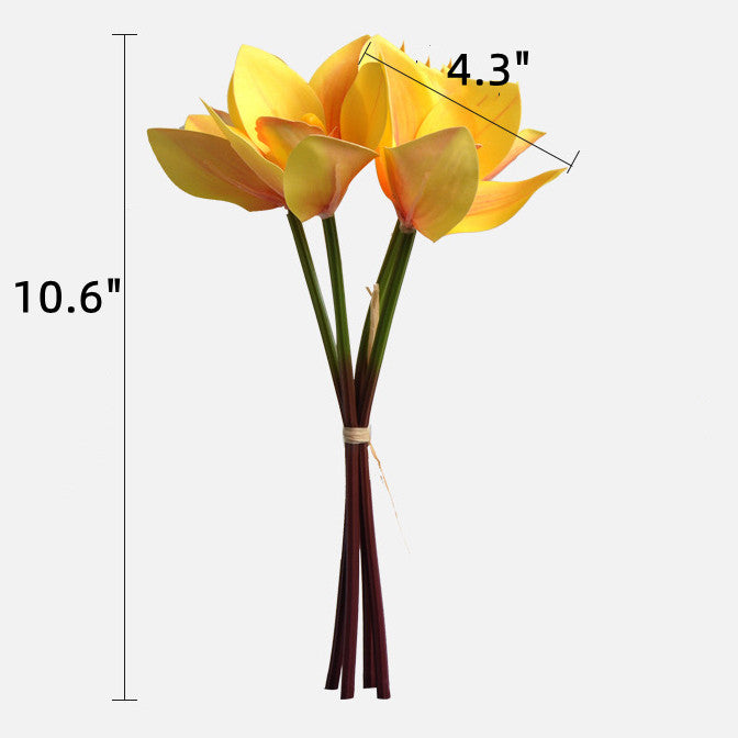 Bouquet de cymbidiums en vrac de 10 pouces, arrangement de fleurs jaunes au toucher réaliste, vente en gros