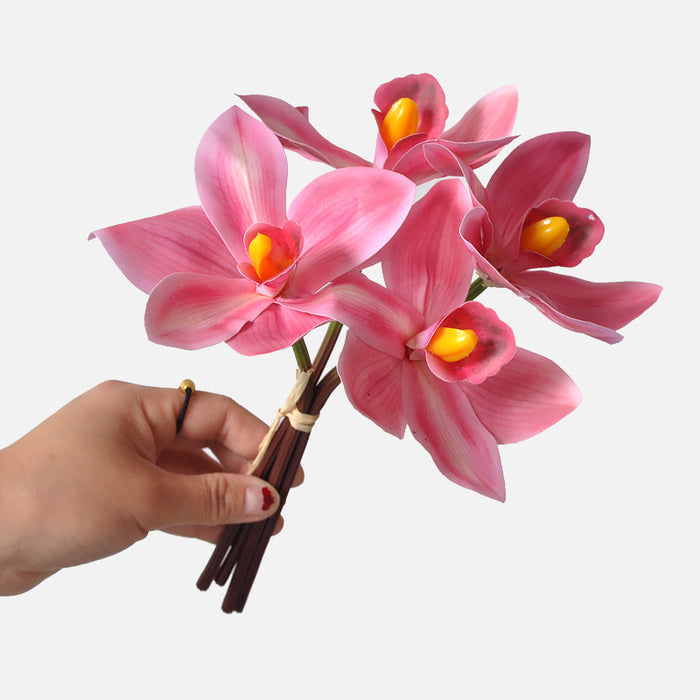 Flores de primavera a granel de 10 ", ramo de orquídeas Cymbidium, flores de tacto Real, venta al por mayor