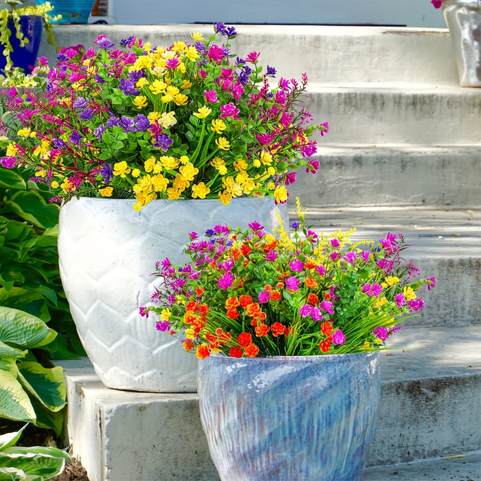 Clearance Bulk 16 Bundles Mixed Outdoors Plastic Plants Artificial Flowers UV Resistant Wholesale