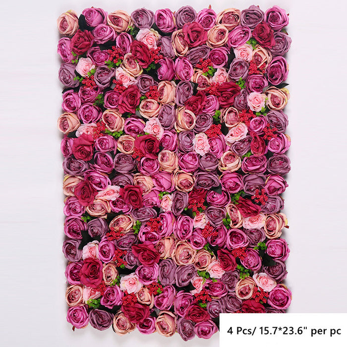 Bulk 4pcs 15.7 "x 23.6" Paneles de flores artificiales Decoración de pared al por mayor
