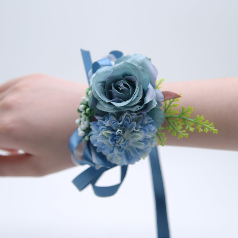 Bulk 10 Colors Handmade Rose Wrist Corsage with Mum Wholesale