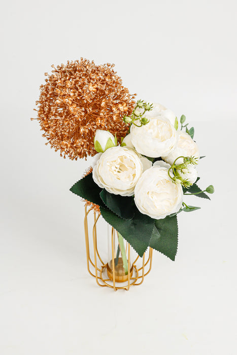 Bulk Gold Vase with Artificial Flowers Wholesale