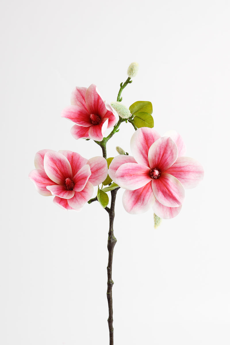 Venta al por mayor de flor de seda artificial de tallo de magnolias de 22 "a granel