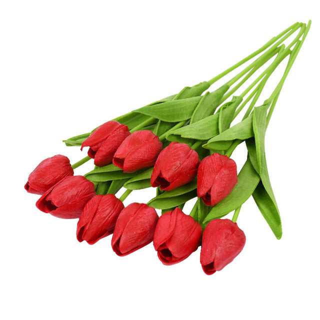 20 piezas 13,5 "flores suaves de tulipán a granel hogar cocina boda decoraciones al por mayor