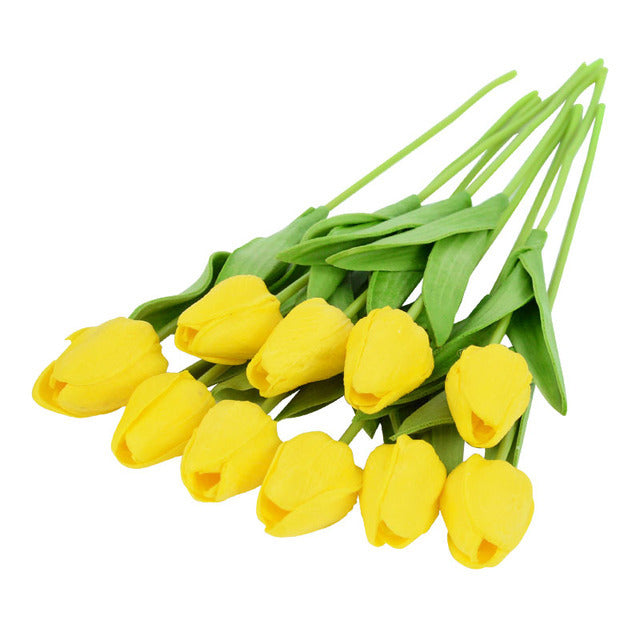  10 Pcs Yellow Tulips Artificial Flowers Real Touch Fake  Tulips Fake Flowers For Decoration 13.5 Faux Tulips Faux Flowers Bulk  Artificial Tulips Flowers For Vase Centerpieces Home Wedding Bouquet