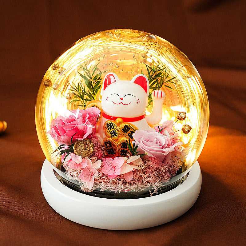 Bulk Maneki Neko Lucky Cat Preserved Flower Gifts Wholesale