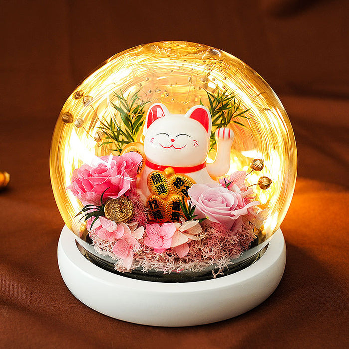 Bulk Maneki Neko Lucky Cat Preserved Flower Gifts Wholesale