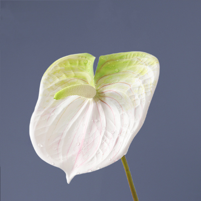 Flores tropicales a granel de 27 "con tallo de Anthurium, resistentes a los rayos UV, artificiales, al por mayor 