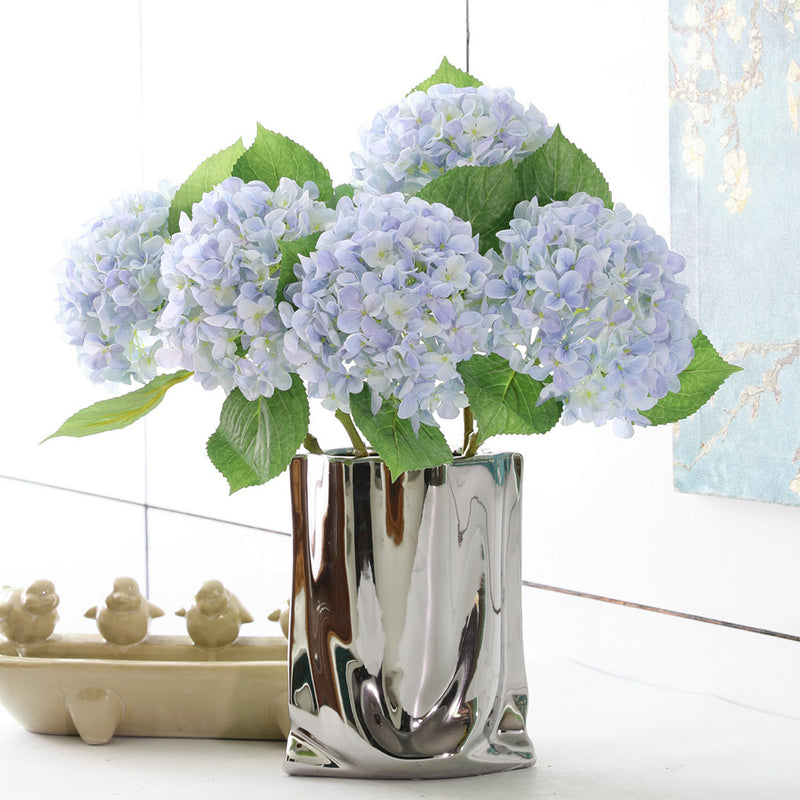Bouquets de fleurs d'hortensia en vrac de 18 pouces Fleurs d'hortensia en soie en gros 