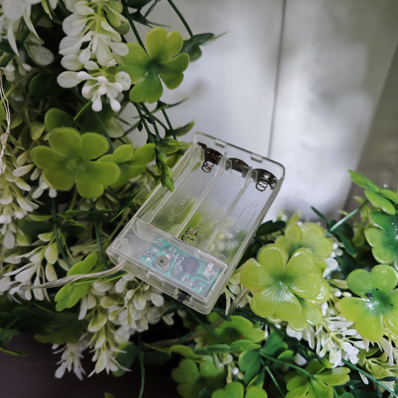 Bulk St. Patrick's Day Shamrocks Wreath for Front Door with Lights Artificial Greenery Clover Wreath for Irish St. Patrick's Day Wholesale