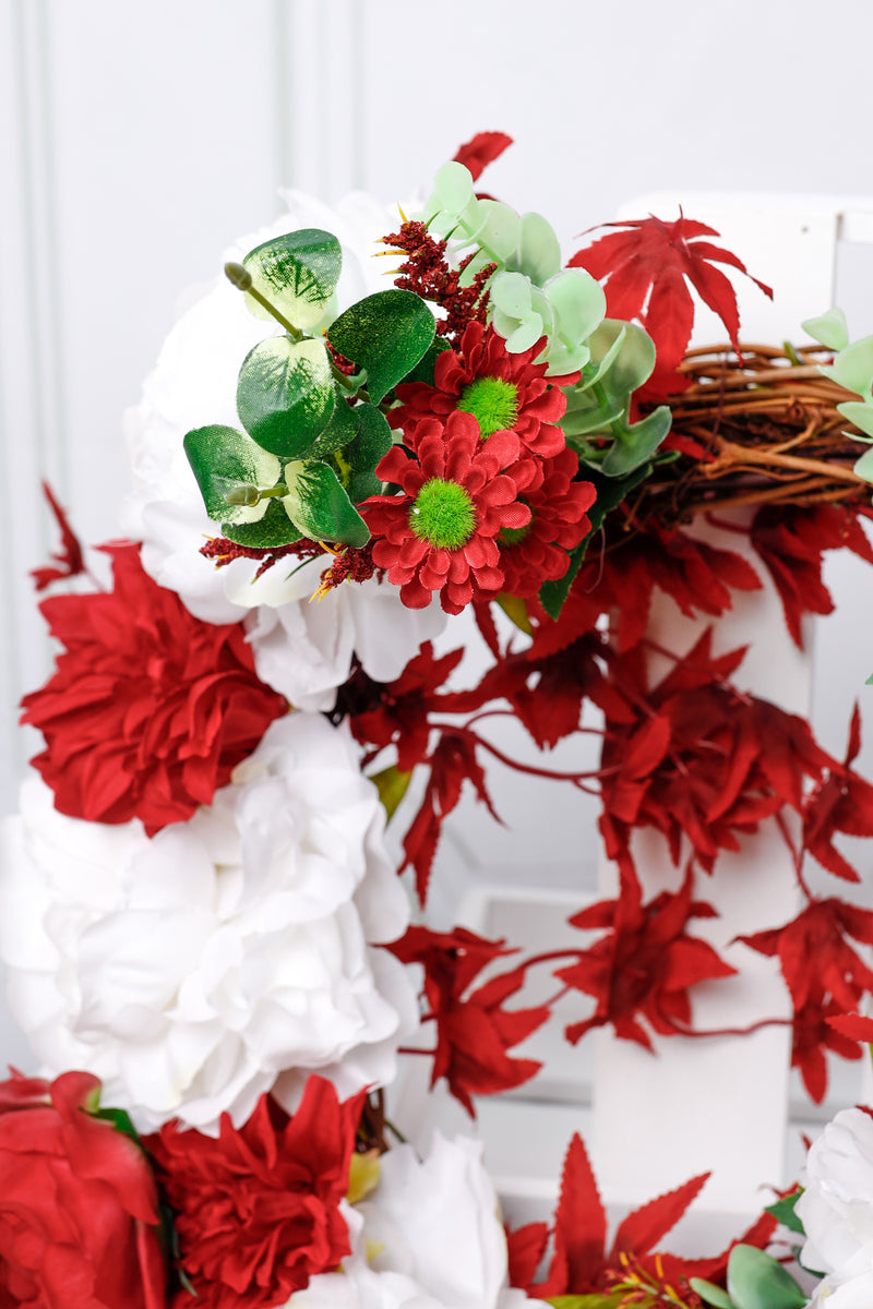 Bulk 17" Artificial Flowers Summer Burgundy Wreath Wholesale