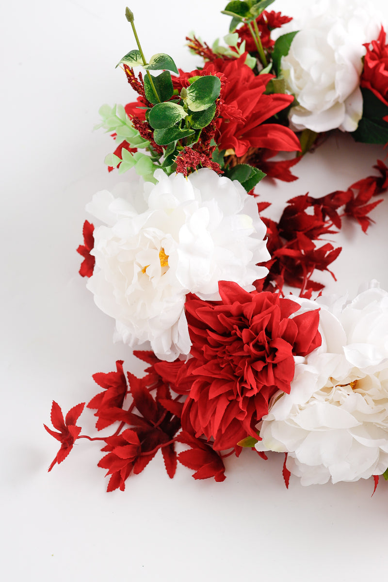 Bulk 17" Artificial Flowers Summer Burgundy Wreath Wholesale