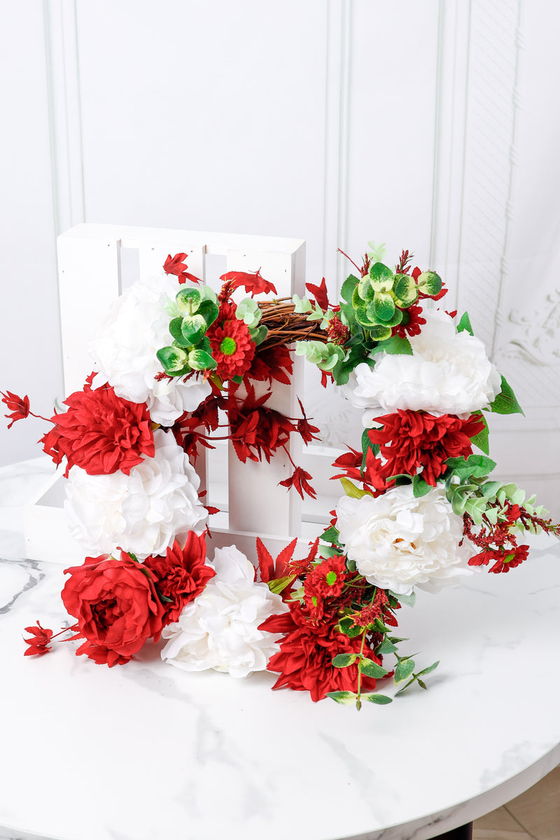 Bulk 17" Artificial Flowers Summer Burgundy Wreath Wholesale