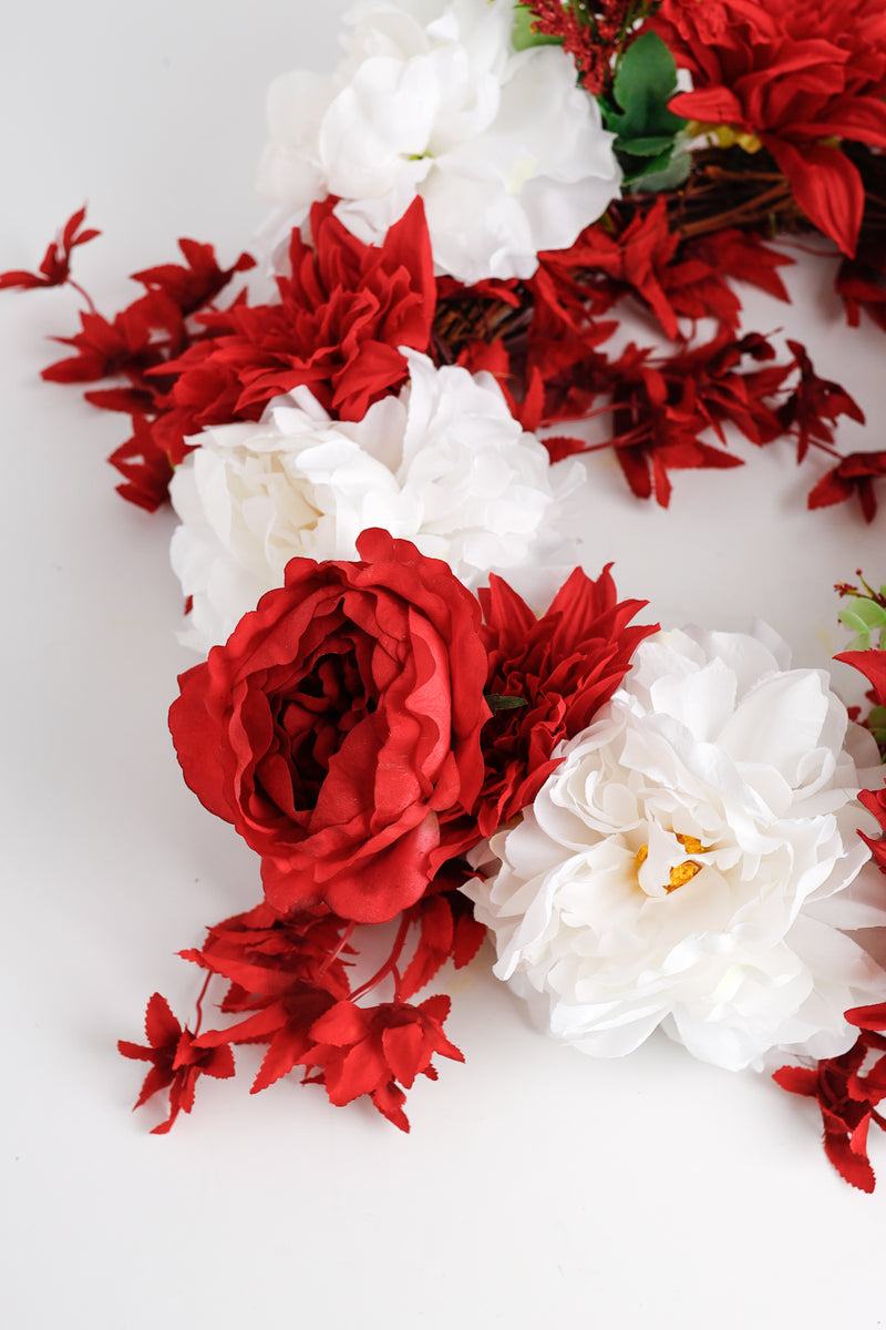 Bulk 17" Artificial Flowers Summer Burgundy Wreath Wholesale