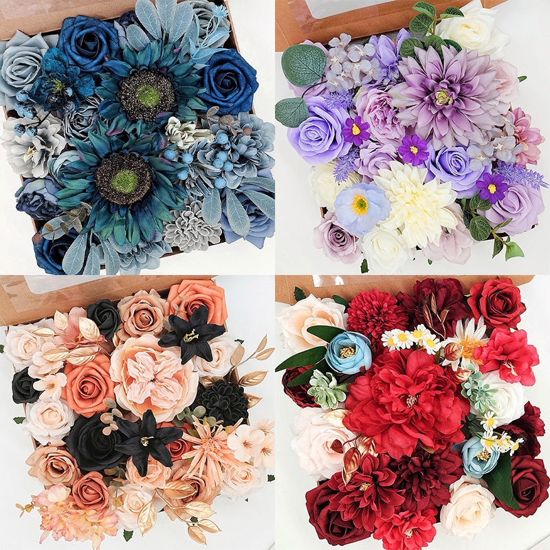 Bulk 17 Colors Dahlia Rose Sunflowers Peony Silk Flowers Heads Box Set ...