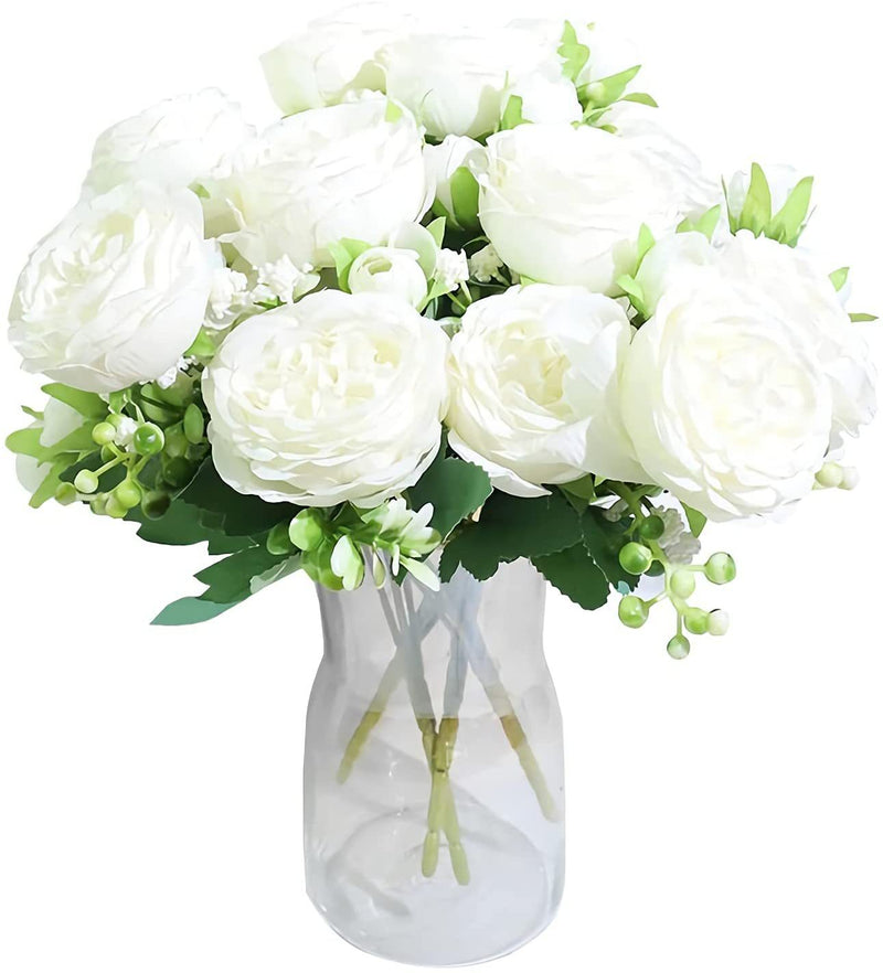 Lot de 4 bouquets de pivoines artificielles de 12 pouces, vente en gros
