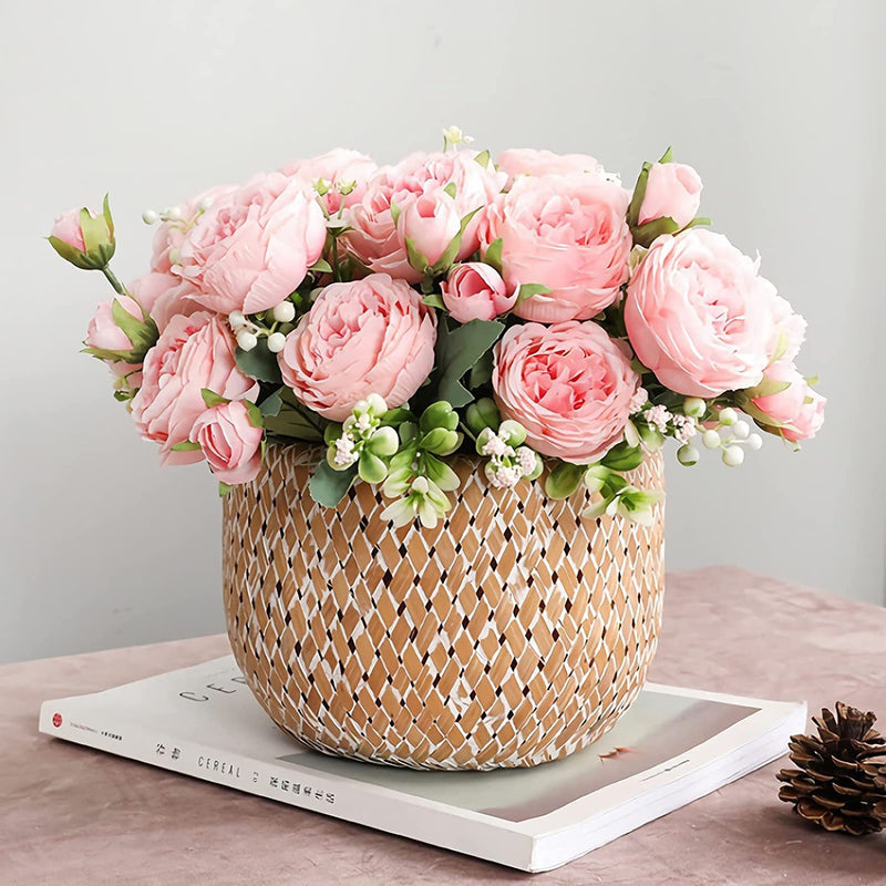 Lot de 4 bouquets de pivoines artificielles de 12 pouces, vente en gros