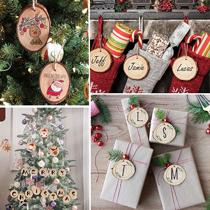 Wooden Slices Tags for DIY Crafts Hanging Ornaments